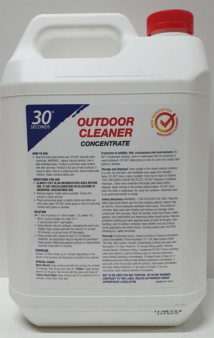 30 Seconds Outdoor Cleaner 5L Concentrate New Generation Formula