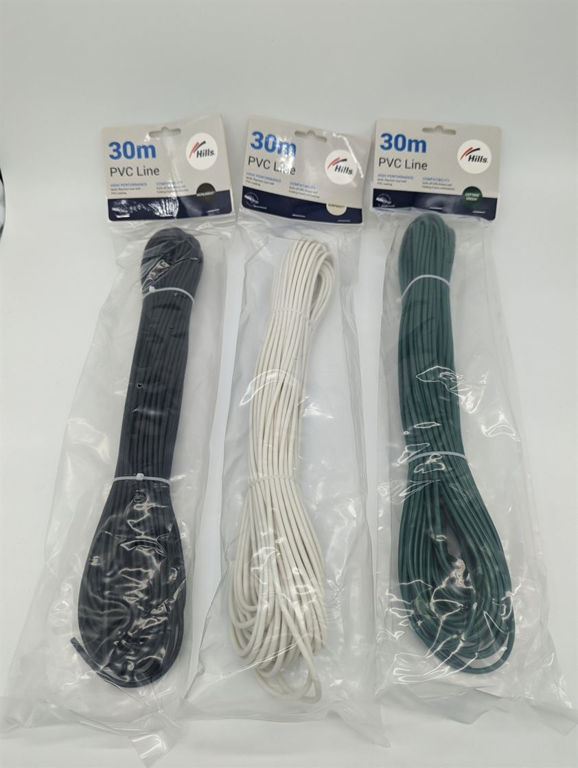 Hills Genuine PVC Clothesline Cord 30m - Colour matched to new Hills Clotheslines - Monument