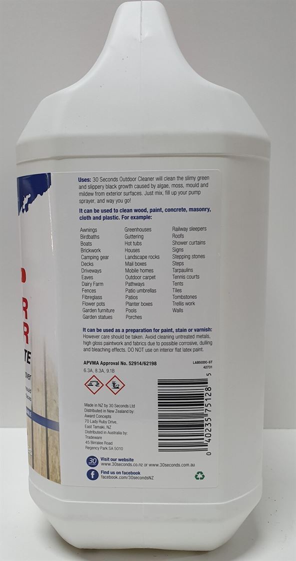 30 Seconds Outdoor Cleaner 5l Concentrate, How To Mix 30 Second Outdoor Cleaner