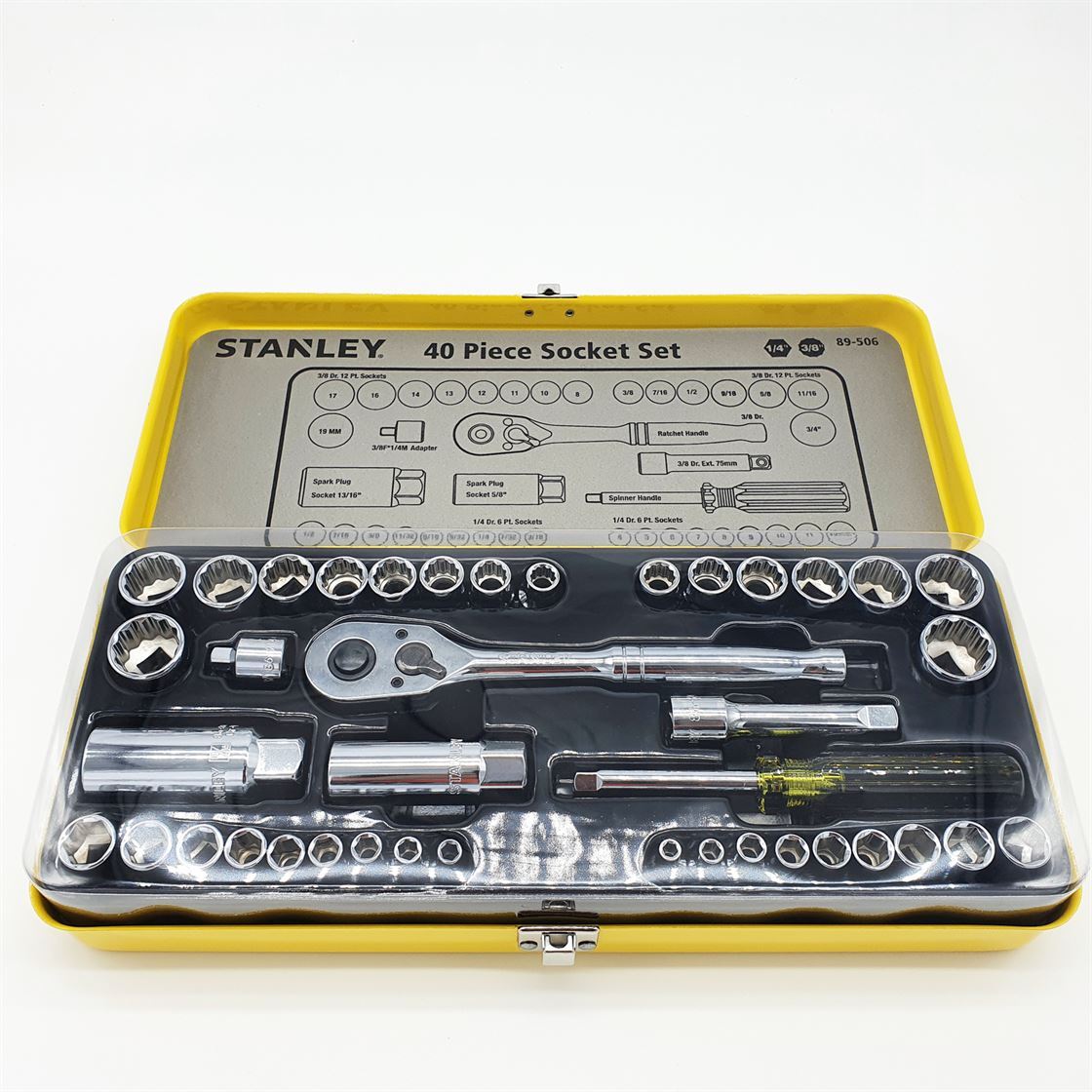 Stanley 40pc Socket Set 1/4" & 3/8" Drive Metric & A/F (89-506)