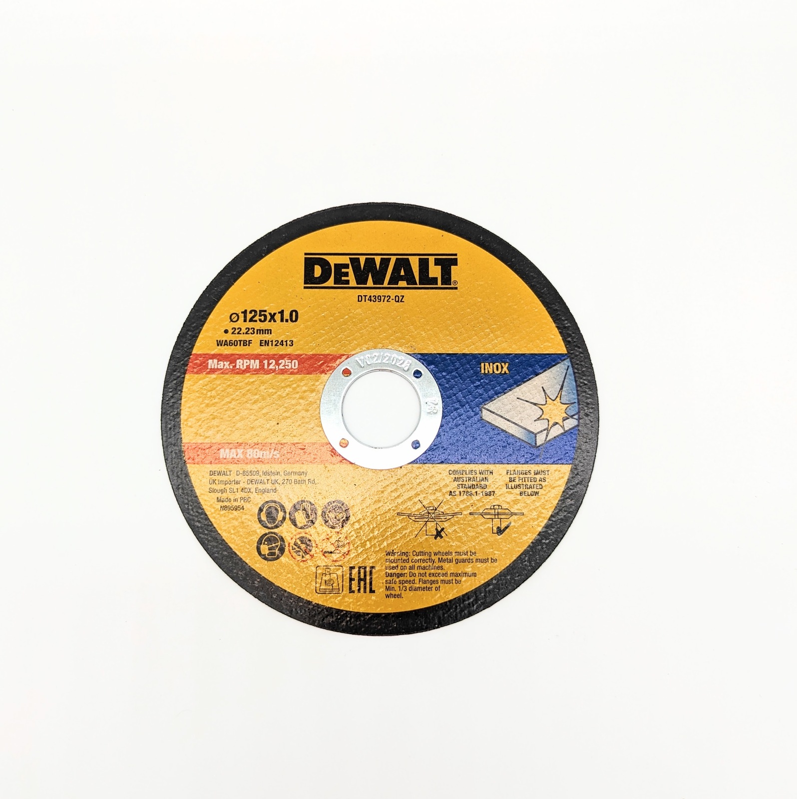 DeWALT Fast Cut Inox Disc 10Pack 125mm (5") x 1.0mm x 22.23mm Metal Cutting Discs