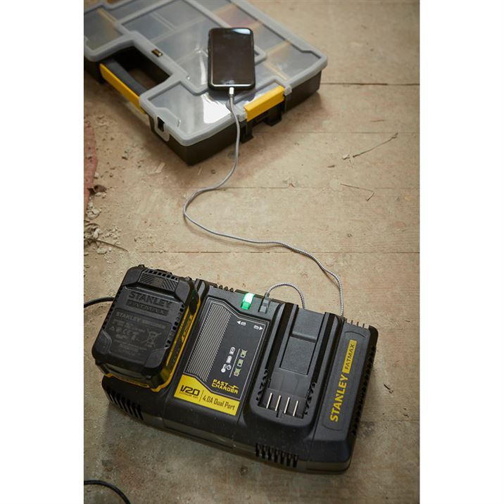 Stanley FatMax V20 Series Dual Port Charger with USB Port
