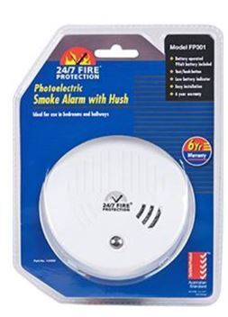Photoelectric Smoke Alarm with Hush FP301 24/7 Fire Protection Smoke Detector