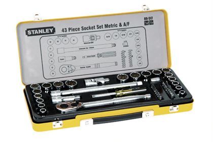 Stanley 43pc Socket Set 1/2" Drive Metric & A/F - 1/4" Bits Included (89-517)