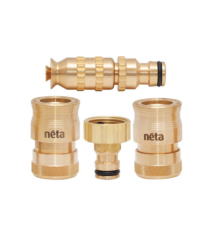 Garden Hose Fittings Solid Brass 12mm 3/4" EZ Hose Set with Jet Nozzle Neta