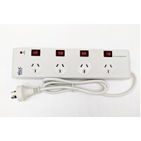 Power Board 4 Outlet Wide Space Switched Surge Protected Powerboard