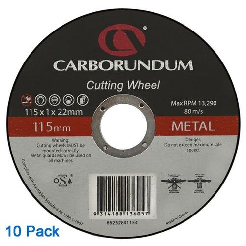 Metal Cut Off Wheel 115 x 1 x 22 Thin 10 pack Carborundum